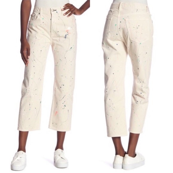 rag & bone Denim - Final Price Rag & Bone Cream Paint Boyfriend Jeans